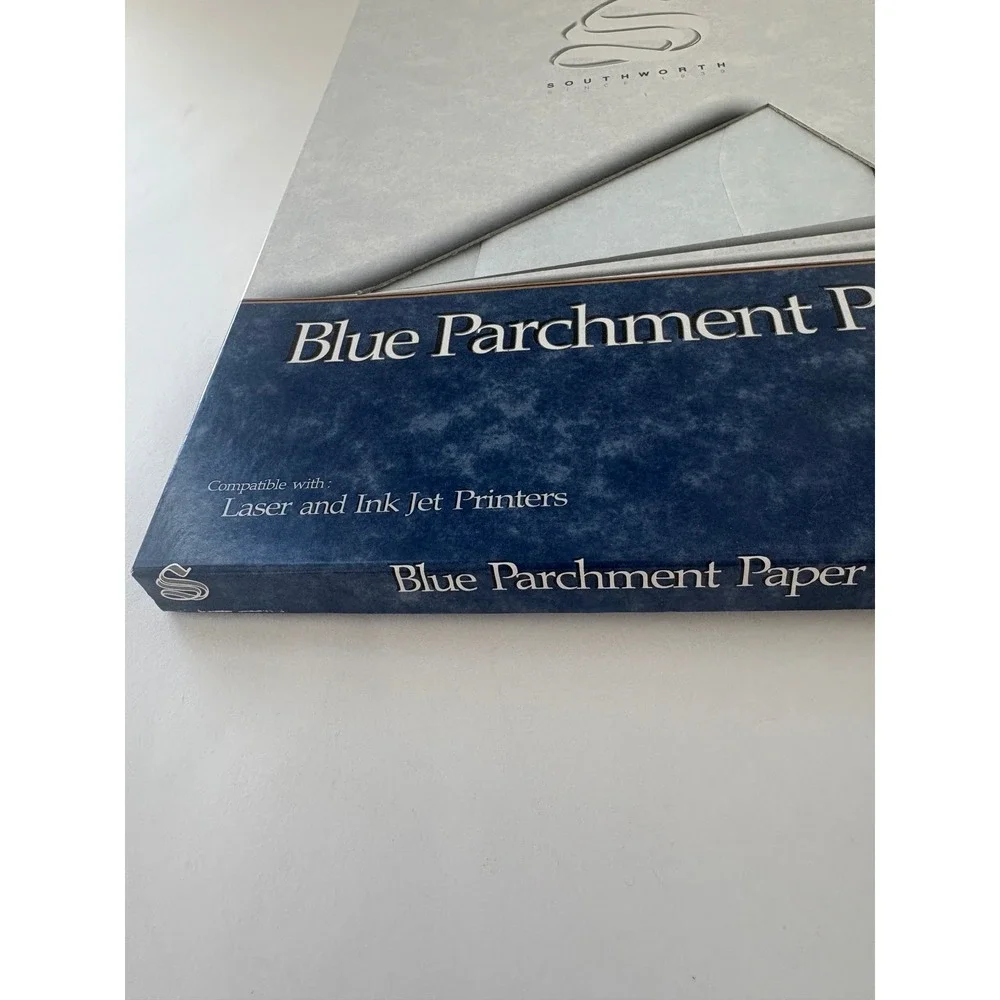 Southworth Blue Parchment Paper Opened 51 Sheets‎ & 1 Envelopes 24  lb P964C